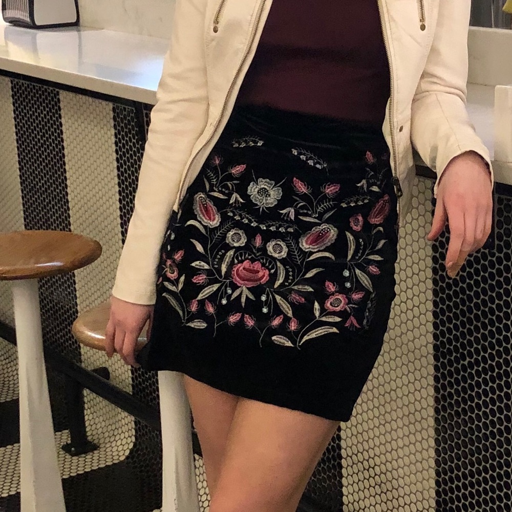 Black Embroidered Skirt